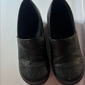 Dansko Black Embossed Leather Clogs